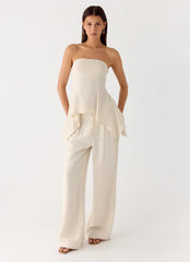 Delong Low Rise Linen Pants - Oatmeal