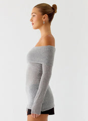 Romeo Bardot Knit Top - Grey