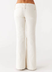 Zadie Low Rise Cord Jeans - Pearl