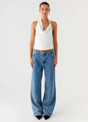 Zaylee Belt Cowl Top - White