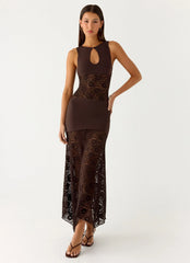 Koka Lace Maxi Dress - Cool Chocolate