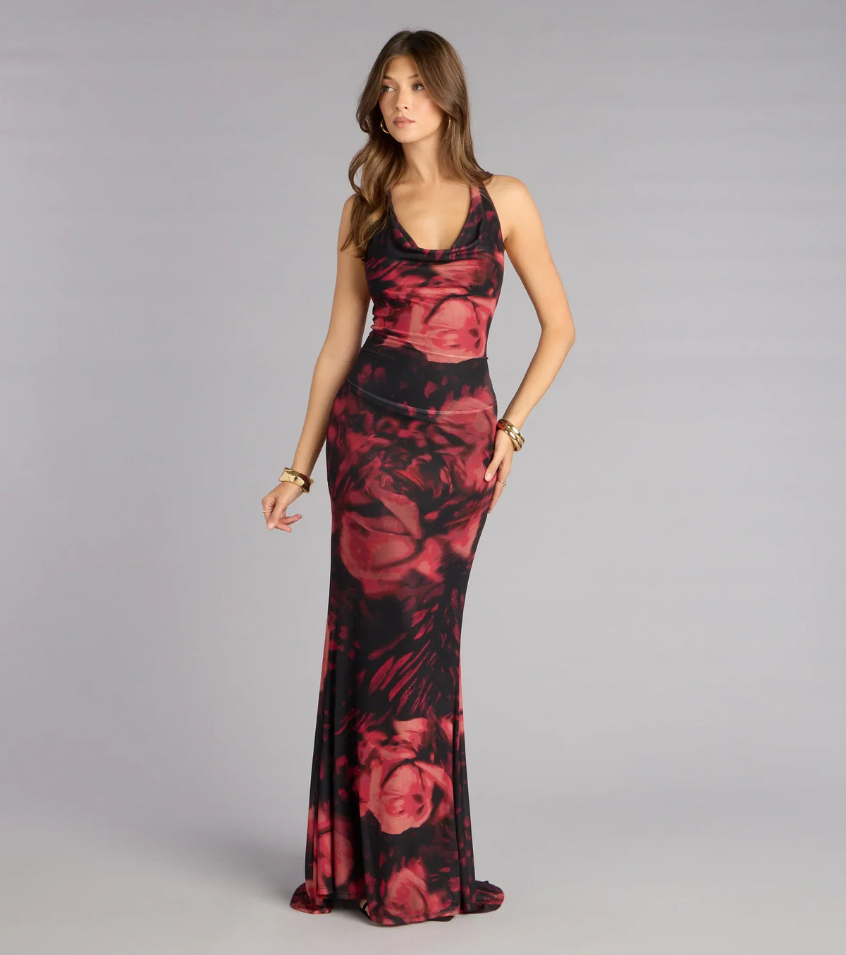 Fable Rose Floral Mermaid Formal Dress