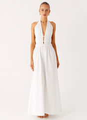 Figaro Halter Maxi Dress - White