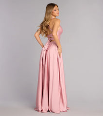 Abbey Lace-Up Slit A-Line Satin Formal Dress