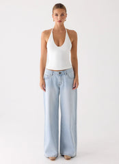 Neo Low Rise Wide Leg Jeans - Light Blue Wash