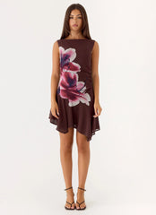 Maris Asymmetrical Mini Dress - Velvet Bloom