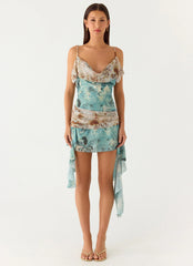 Meylissa Hanky Mini Dress - Aqua Blur