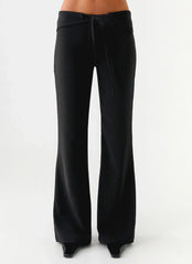 Houston Tie Front Pants - Black