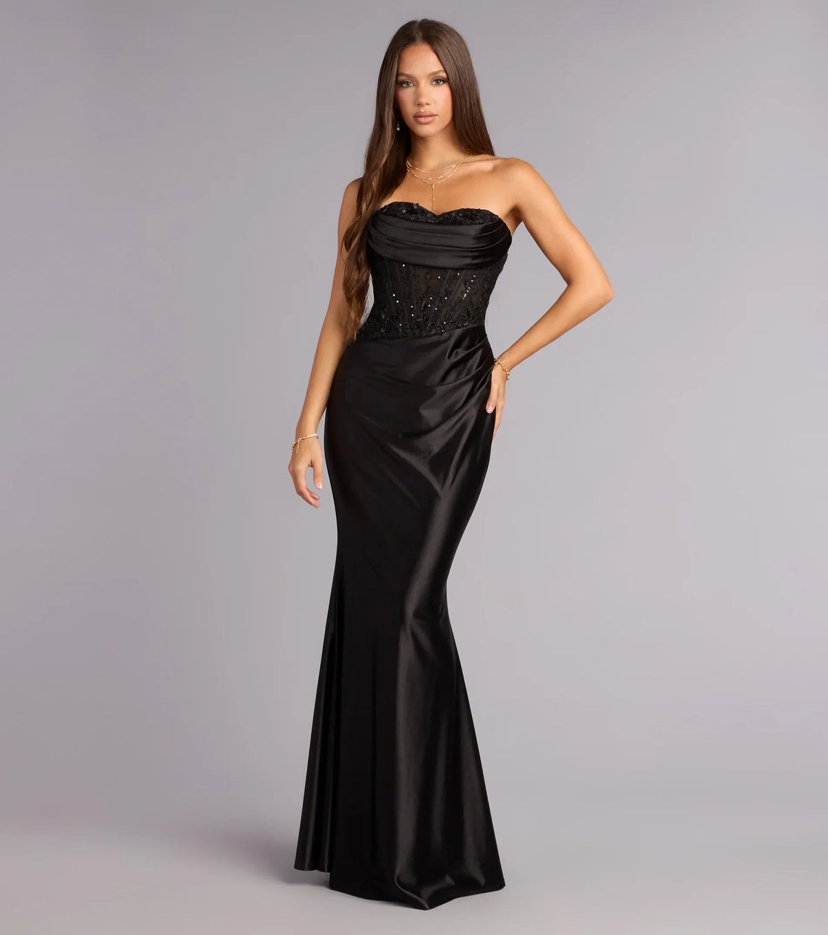 Mackenzie Satin Corset Mermaid Formal Dress