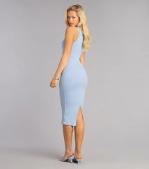 Stylish Plans Ribbed Knit Bodycon Midi Dress