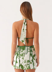 Sonnet Cotton Mini Dress - Verdant Bloom