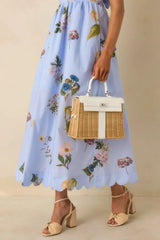 Reserved For You White Faux Leather Structured Woven Handbag