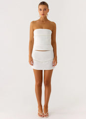 Perfect Celebrity Beaded Mini Skirt - White