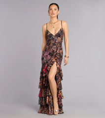 Megan Leopard Floral A-Line Formal Dress