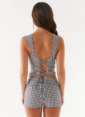 Clayton Tailored Shorts - Black Gingham