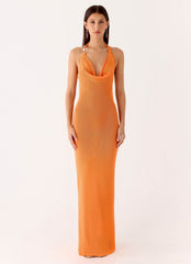 Delfina Cowl Knit Maxi Dress - Orange