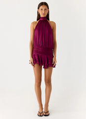 Willow Chiffon Mini Dress - Plum